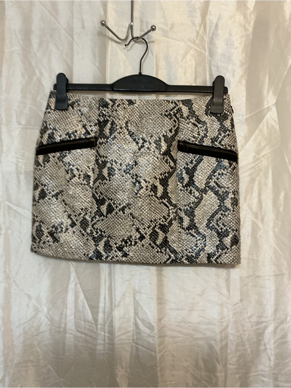 Joie Snake-Print Mini Skirt in Black and Cream